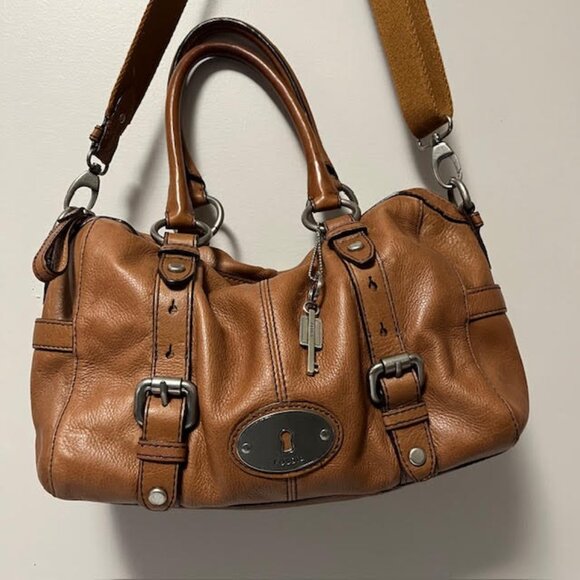 Fossil Maddox Leather Satchel Crossbody Bag - Picture 1 of 16